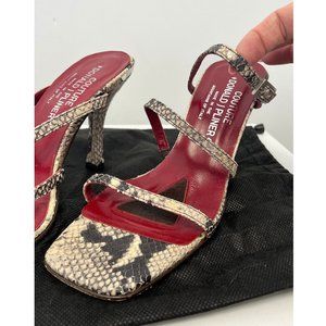 Vintage Donald J Pliner Natural Snakeskin Strappy Stiletto Sandals